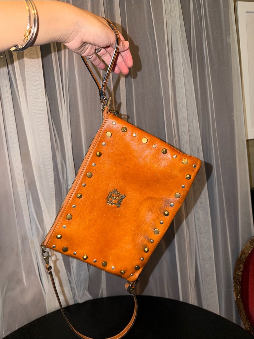 Pratesi Firenze genuine Italian leather convertible crossbody / wristlet